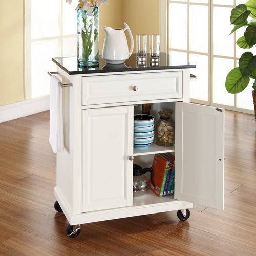 Three Posts™ Hedon 31'' Wide Rolling Kitchen Cart with Granite Top